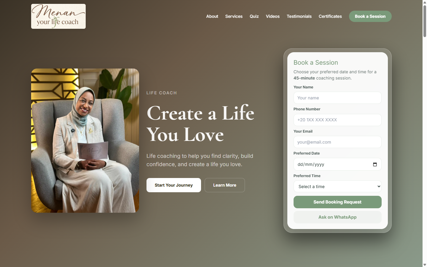 CoachMenan life coaching website preview